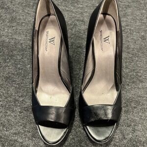 Worthington Womens Shoes Black Open Peep Toe Dress Pumps Heels US 8 M Vintage